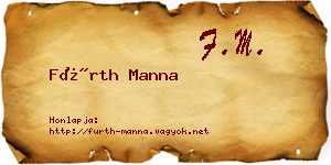 Fürth Manna névjegykártya